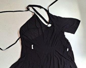 Reworked ANN Demeulemeester dress size eu medium 38-42 floorlength cotton viscose NotThatSexy volume!