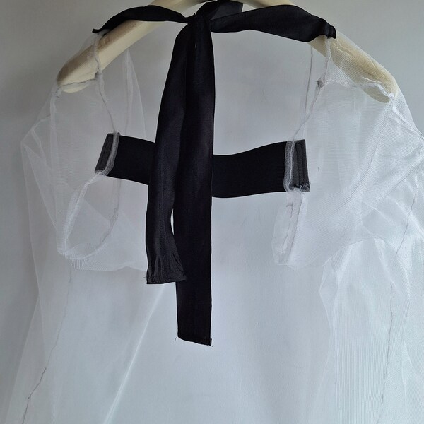 NotThatSexy sleeves old stock Dries van Noten see through sheer super long white nylon silk ann demeulemeester ribbons