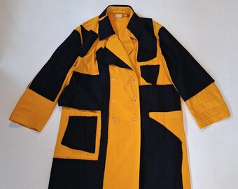 long coat Dries van Noten vintage lab unisex one size XX large NotThatSexy classic ochre yellow with parts from Raf Simons upcycled