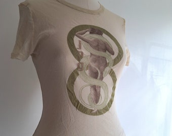 mesh tshirt vintage Jean Paul Gaultier 90s damaged top medium large snake print 8 venus unisex mars