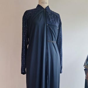 Gucci dress draped cover optional Christian Wijnants silk drape cover vintage medium dress eu 38 to 42 polkadot celestial silk stretch navy