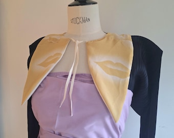 collar made from dries van noten silk monroe lips print backside haider ackermann linen unique item from NotThatSexy custom orders welcome!