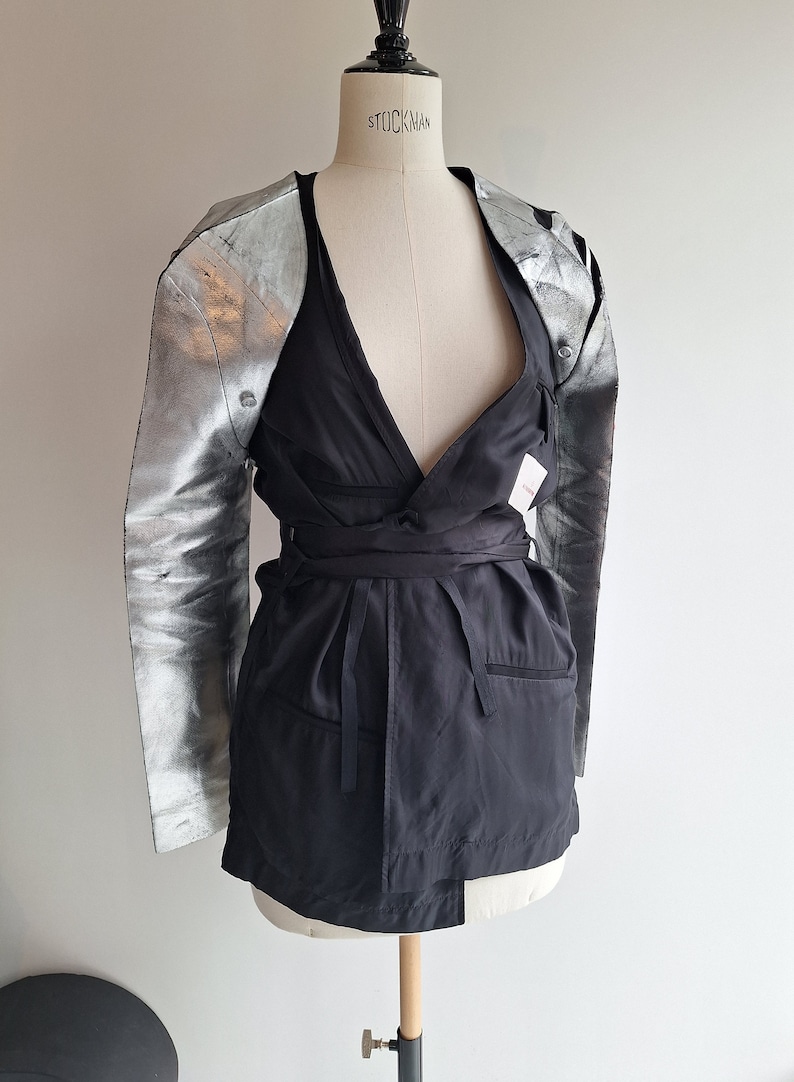 old stock sleeves margiela lined silver coating NotThatSexy black wool nwt bolero MM6 zdjęcie 3