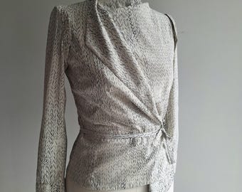 vintage silk A.F. VANDEVORST blouse small medium pretty stripe pins print detachable sleeves stretch eu size 36 to 40 L'Anarchist