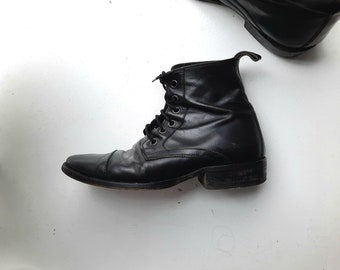 90s unisex leather boots Ann Demeulemeester size 39/40 vintage ancle avant garde black booties