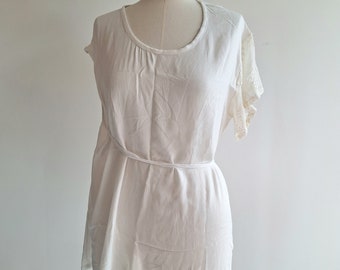 3 pc blouse ANN DEMEULEMEESTER dress + top + shorts white embroidered sheer NotThatSexy old stock original Art fabric antwerp