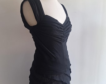 Comme Des Garçons vintage stretch top with side zipper ruched black size eu 36 to 40 small medium