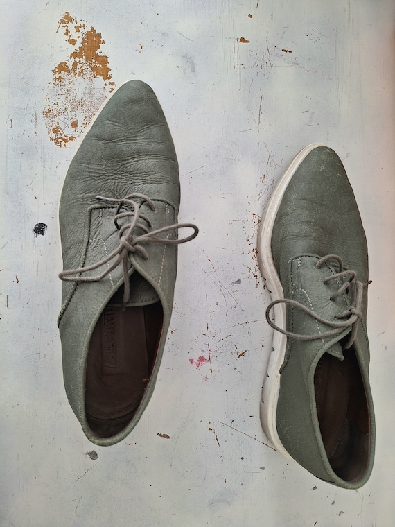 a.f. vandevorst leather oxford shoes turquoise so… - image 2