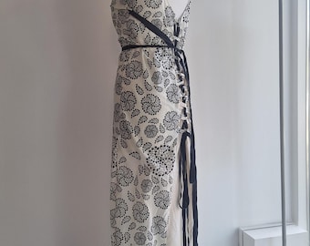 blouse ANN DEMEULEMEESTER + dress made from Ann fabric white black printed cotton NotThatSexy old stock antwerp size large adjustable