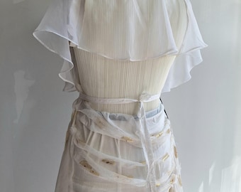 NotThatSexy drape dress delicate hand painted pongee silk cape asymmetrical weird summer wedding question mark Margiela chiffon silk skirt