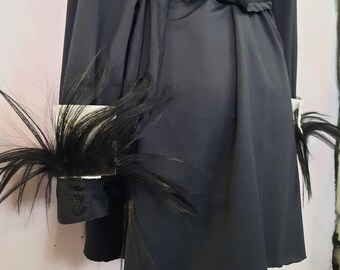 hairy vintage nylon dress real goat cuffs from Margiela NotThatSexy size 38 eu small medium midnight blue