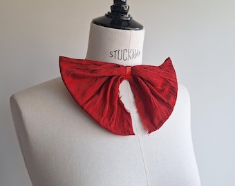 bow tie by NotThatSexy made from vintage silk and old stock Raf Simons patent leather big red handmade unique item brooches available