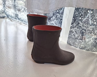 Rain boots kids size 32 gioseppo natural rubber orange brown italian fall winter spring