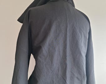 hooded jacket made with fabrics from Emanuel Ungaro wool Dries van Noten paper cotton printed NotThatSexy silk cat print handmade unique