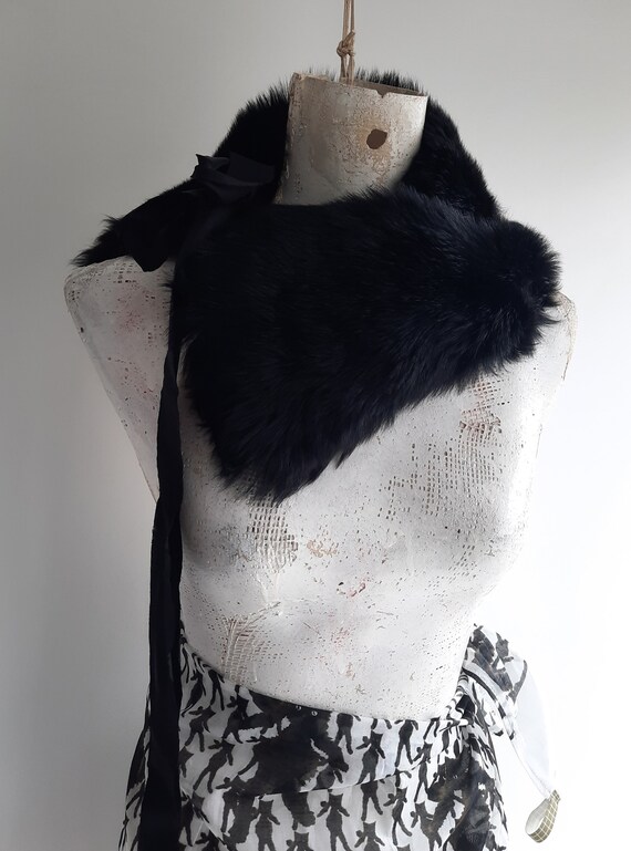 hairy collar Ann Demeulemeester black goat fur wi… - image 5