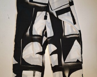 2 piece set ann Demeulemeester pants top size medium large made w/ old stock Demeulemeester fabric Black Light White Light letters graphic