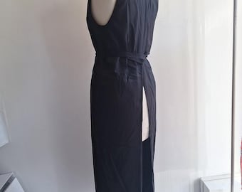Ann Demeulemeester dress with long slits vest Antwerp 6 medium small NotThatSexy black old stock faulty damage at one shoulder easy to cover