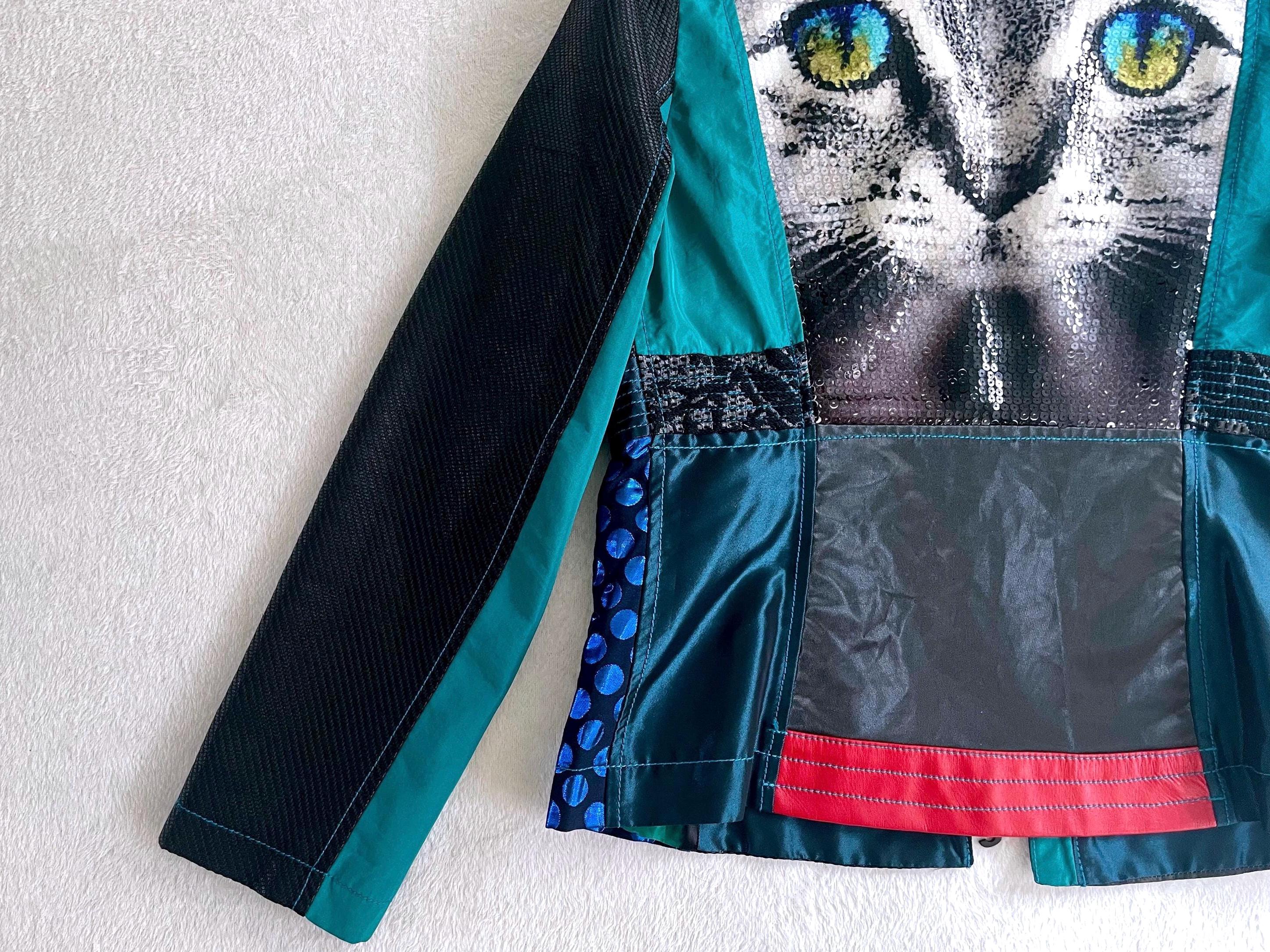 Vintage Cat Jacket, Grunge Style Cool Y2K Jacket for Women
