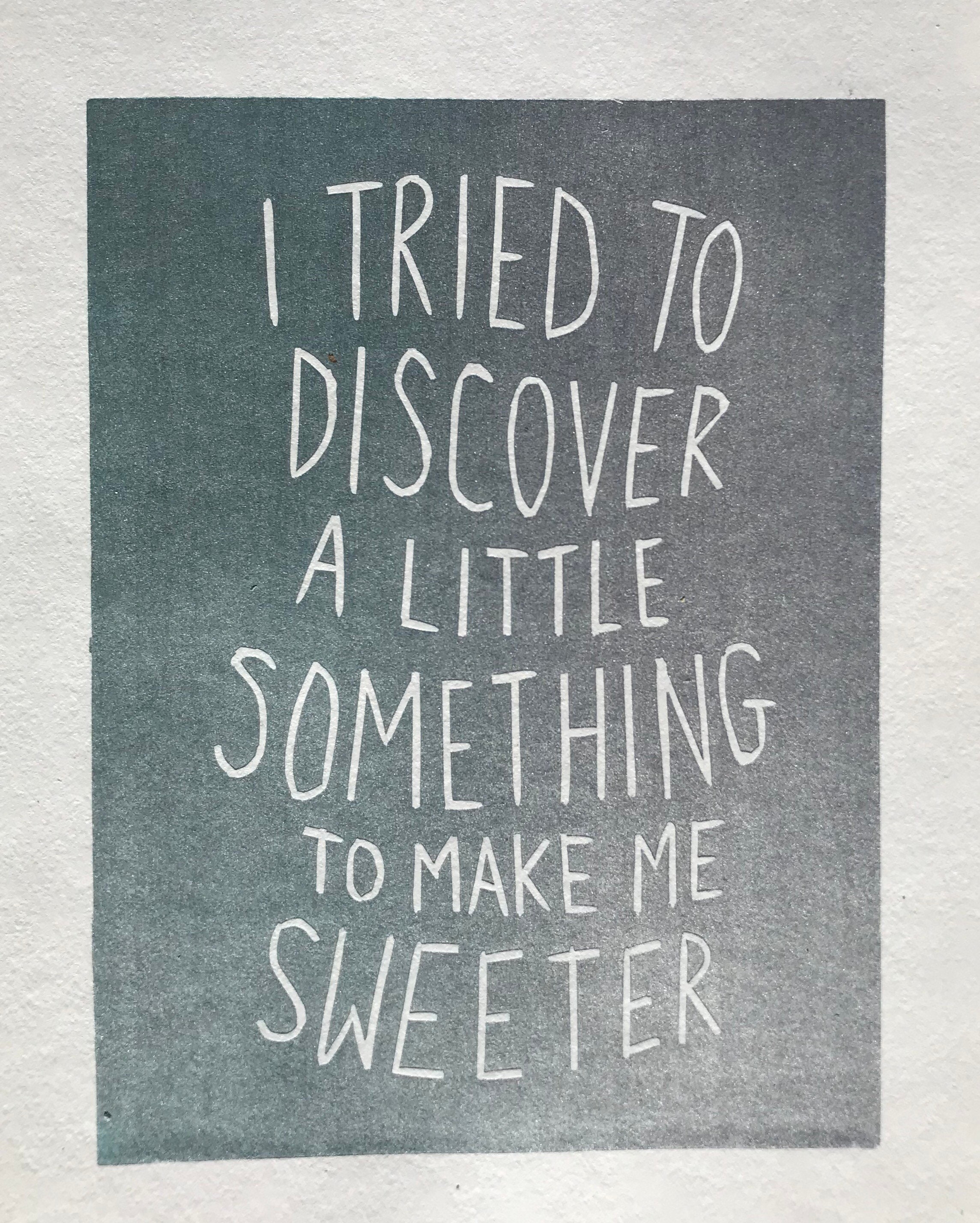 Erasure A Little Respect lyrics hand pulled linocut print sold by New