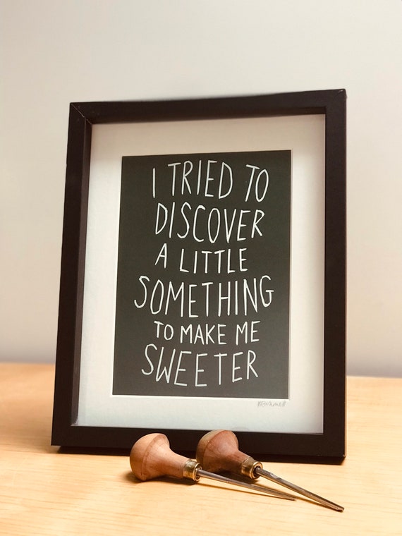 Erasure A Little Respect Lyrics Hand Pulled Linocut Print Etsy