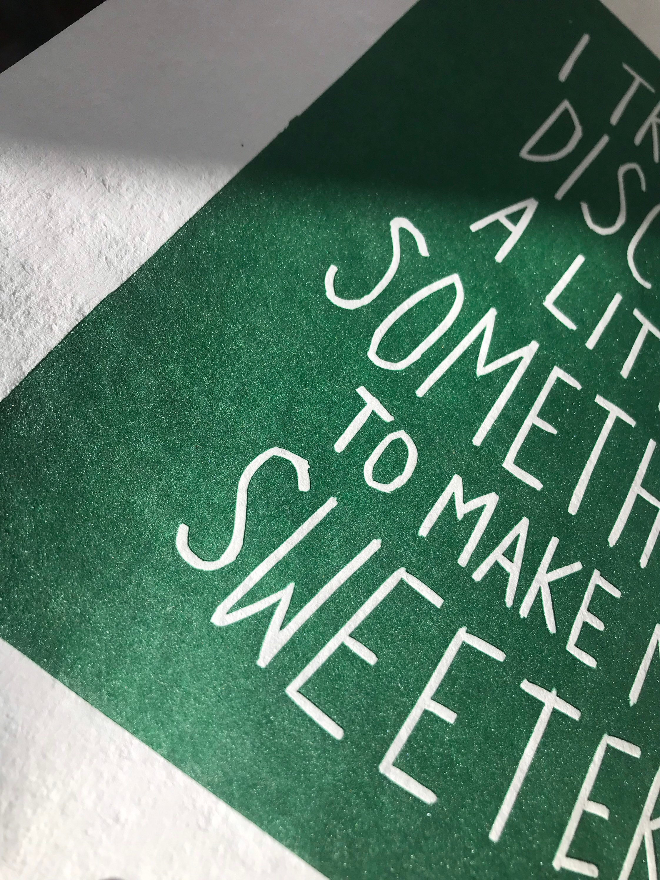 Erasure A Little Respect lyrics hand pulled linocut print sold by New