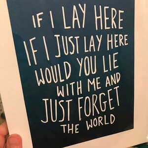 Snow Patrol 'Chasing Cars' lyrics inspired linocut print