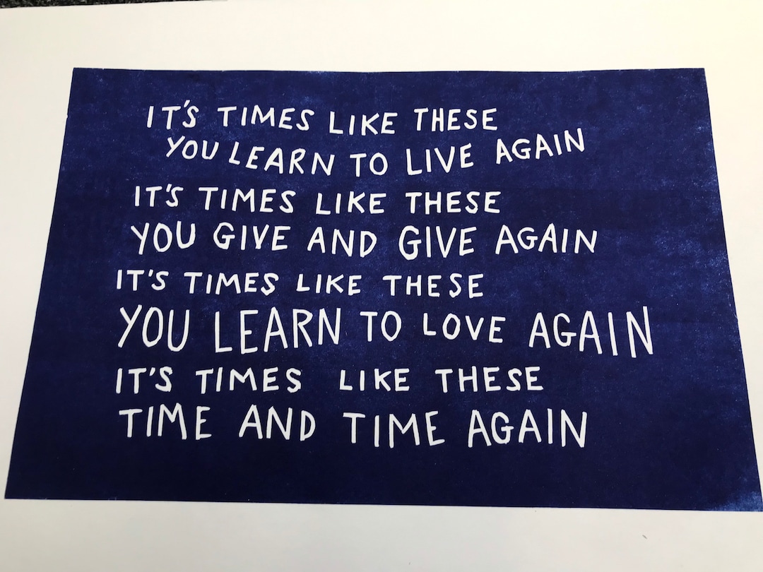 Foo Fighters 'Times Like These' Lyrics inspirierter Etsy.de