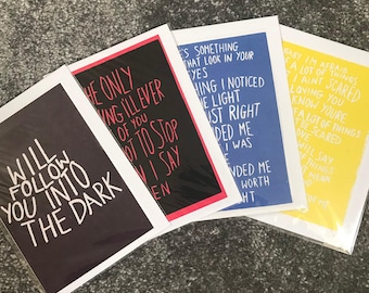 Blank greetings cards of original linocut prints