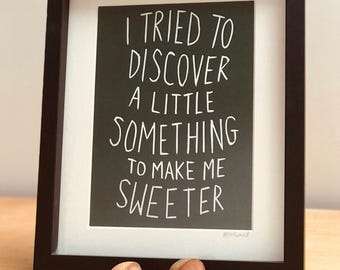 Erasure ‘A Little Respect’ lyrics inspired hand pulled linocut print