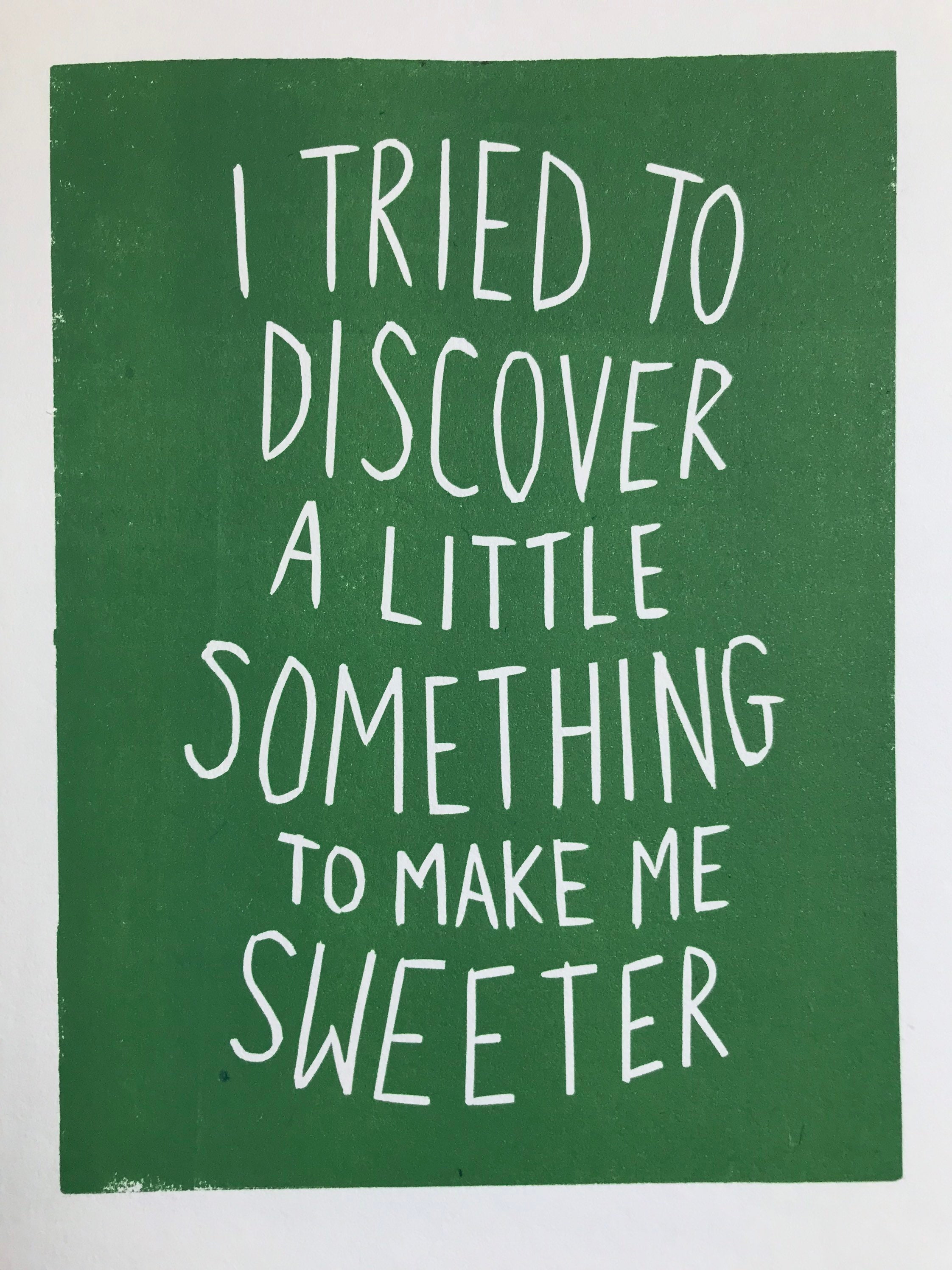 Erasure A Little Respect lyrics hand pulled linocut print sold by New