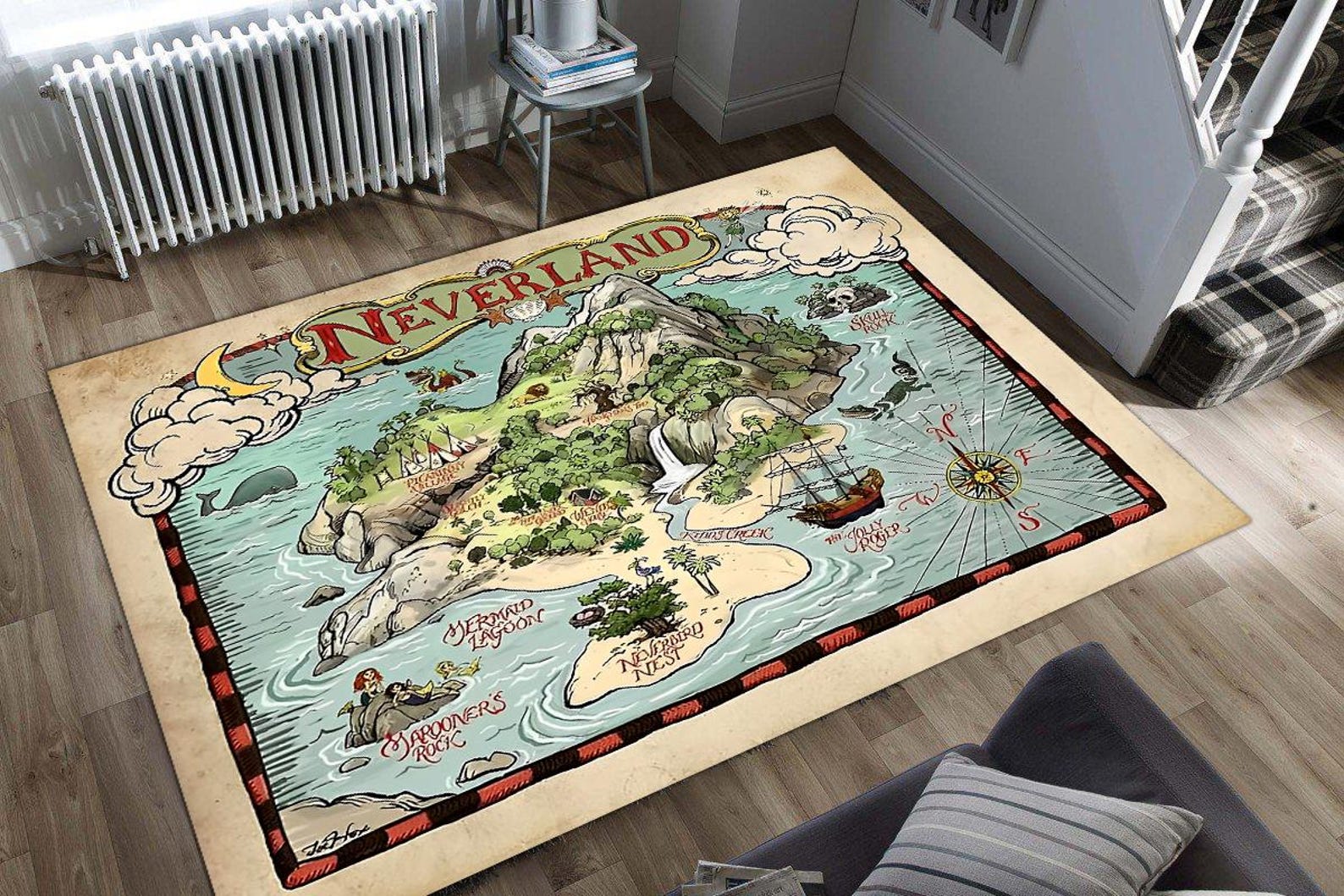 Pirate Rug , Treasure Map Rug , Colorful Rug , Map Carpet , Art Rug ...