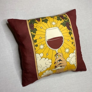 Almohada decorativa con diseño de carta del tarot Ace of Wine, decoración de almohada única para la decoración del hogar, decoración gótica del hogar, almohada gótica