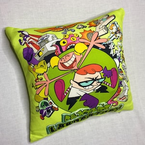 Almohada de dibujos animados de Dexter's Laboratory, decoración de dibujos animados retro para niños y adultos, almohada decorativa, regalo divertido para él o ella, decoración del hogar
