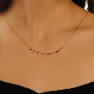 Colorful Stone Necklace, 14K Gold Filled Rainbow Necklace, Multicolor Layering Necklace, 925 Sterling Silver Jewelry, Gift For Christmas