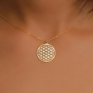 Flower Of Life Necklace, 14K Gold Filled Flower Necklace, 925 Sterling Silver Flower Of Life Pendant, Handmade Necklace Jewelry