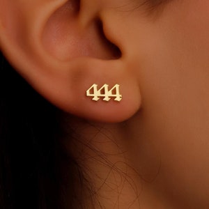 14K Gold Filled Angel Number Stud Earrings: Lucky Number Jewelry