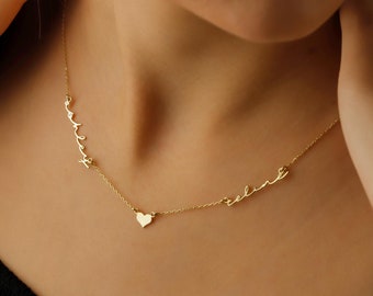 Custom 14K Gold Name Necklace: Sterling Silver Handwriting Jewelry, Mother Gift