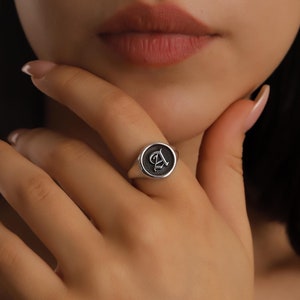 Custom Initial Signet Ring: 925 Sterling Silver, 14K Gold Filled