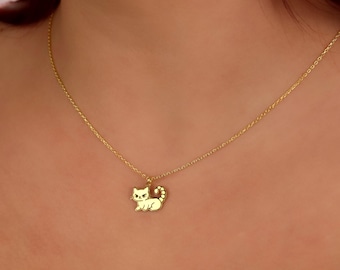 Zodiac Cat Necklace, Sterling Silver Astrology Pendant, Handmade Horoscope Charm