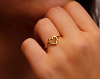 14K Gold Filled Heart Ring, Sterling Silver, Helium Style