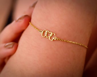 Personalized Interlocking Initial Bracelet: Sterling Silver, 14K Gold Filled