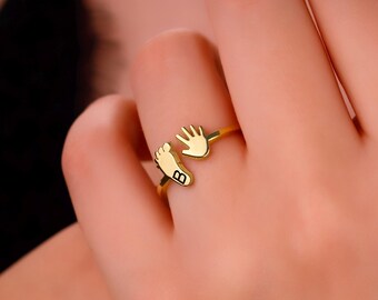 Personalized Baby Foot & Hand Ring: 14K Gold Filled Keepsake