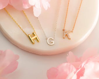 Personalized Sterling Silver Initial Necklace: 3D Letter Jewelry, Mom Gift