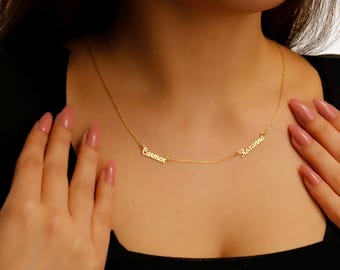 14K Gold Filled Multi Name Necklace: Personalized Family Pendant