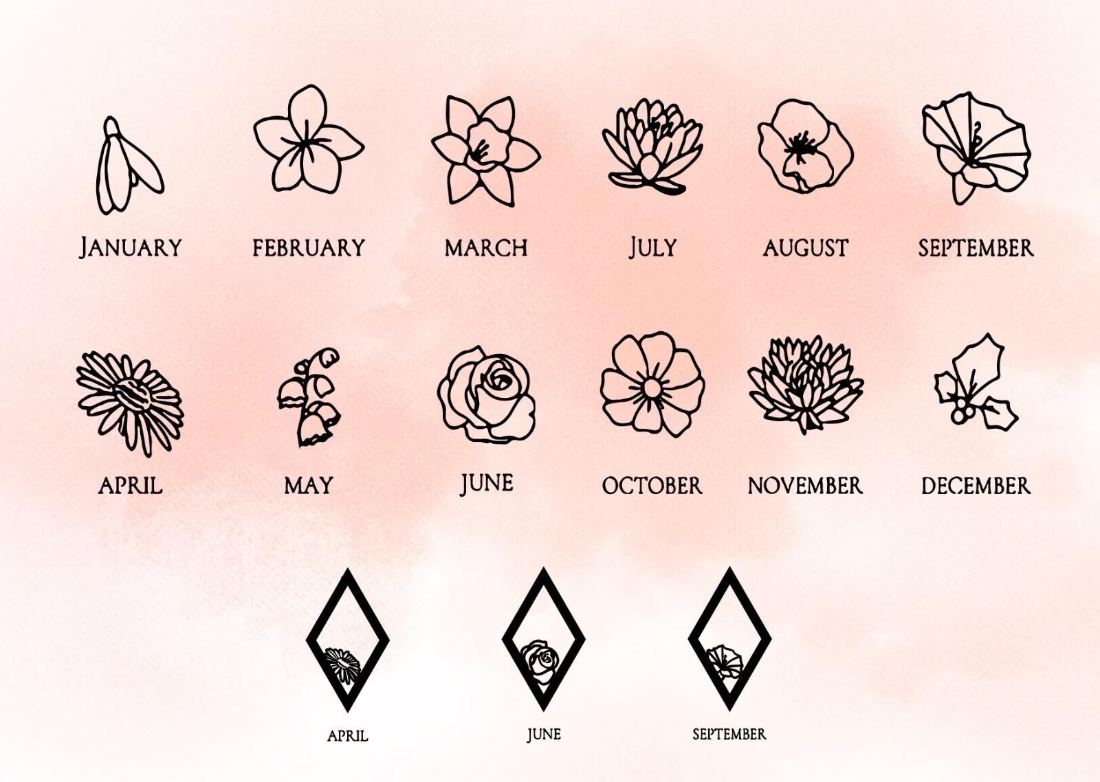 Ear Jacket Earrings, Birth Flower Ear Jacket Earrings, Custom Flower Earrings, Rhombus Earrings, Geometric Earrings With Birth Month Flower