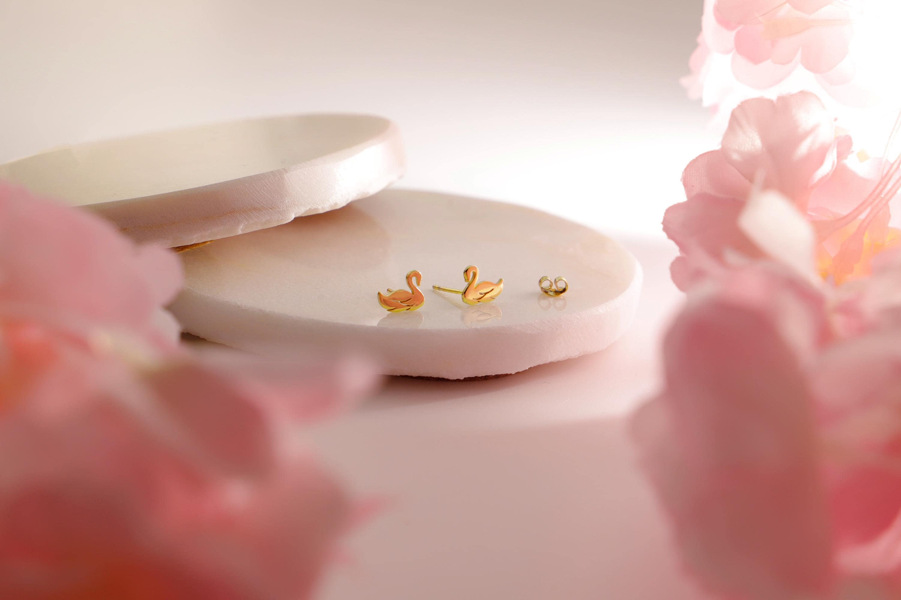 Tiny Swan Stud Earrings: 14K Gold Filled, Sterling Silver Bird - Etsy