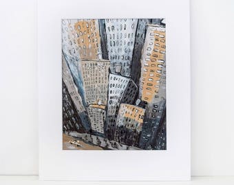 Upper West Side- New York City Art, Original,Mixed Media, Collage, Manhattan,City art,modern art, urban,cityscape,street art, buildings,view