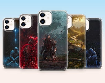 Fantasy Medieval Phone Case Dark Lonely Knight Cover for iPhone 17, 17Pro, 16, 15, 14, 13, 12, Samsung S25, S24, S23, S22, A16, A56,Pixel 10