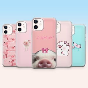 Kawaii Pig Phone Case Cute Pink Piglet Cover for iPhone 17, 16, 15, 14, 13, 12, Samsung S25, S24Fe, S23, S22, A16, A56, A54, Pixel 10, 9Pro