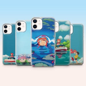 Étui pour téléphone Ponyo Studio Ghibli avec animation animée pour iPhone 16, 15, 14, 13Pro, 12, 11, Samsung S25, S24Fe, S23, S22, A16, A56, A25, Pixel 9A, 8